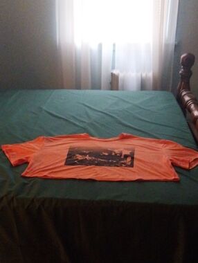SHEIN CURVE Orange Graphic Crop Tee